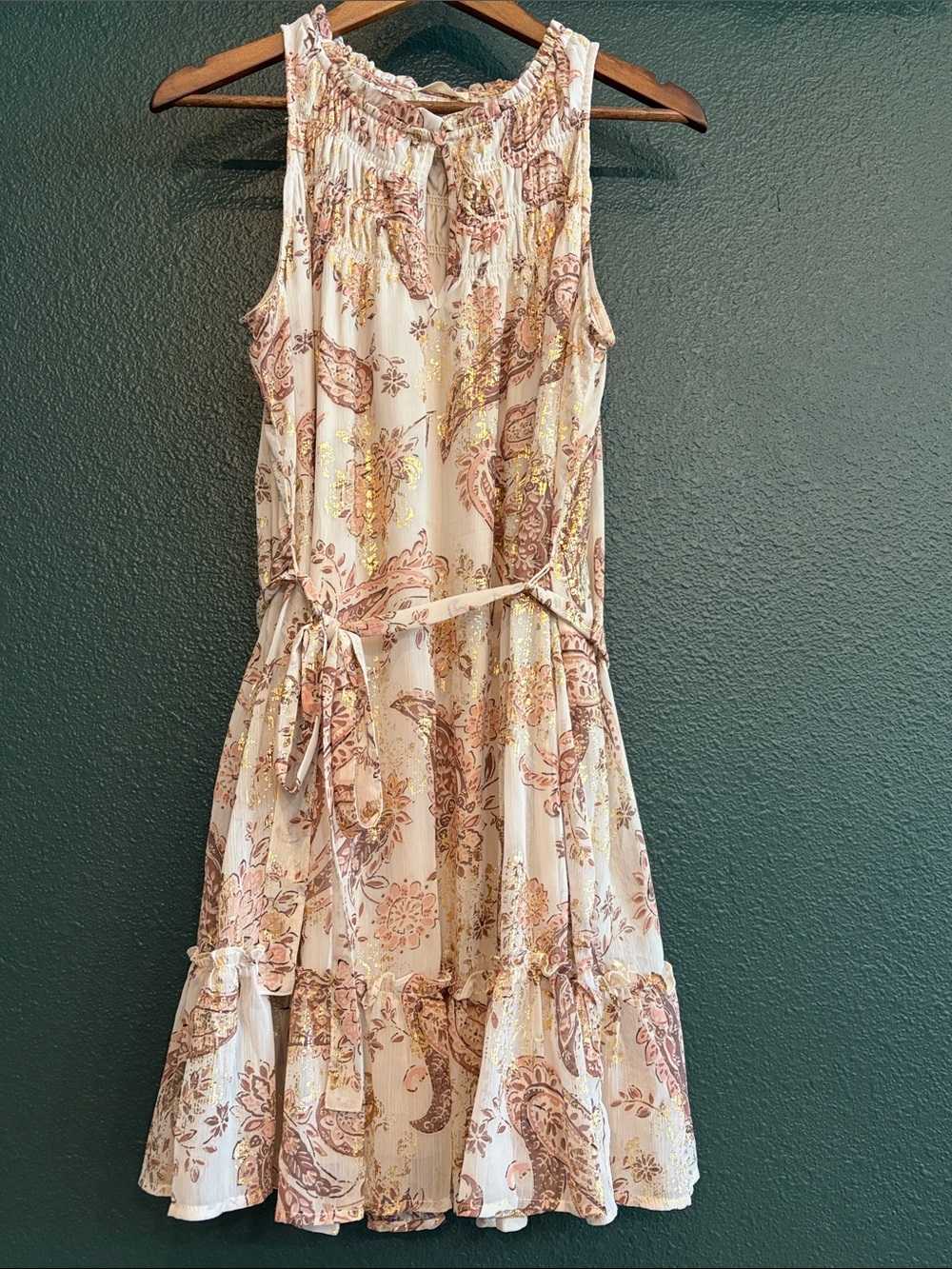 Love Stitch Cream Dress with Blush Paisley Print